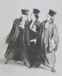 Uma disputa à porta do tribunal, da série «Les Gens de Justice», c. 1846